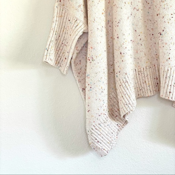 NWT LOFT Speckled Knit Turtleneck Poncho Sweater Cream Rainbow Confetti Small - Picture 10 of 15